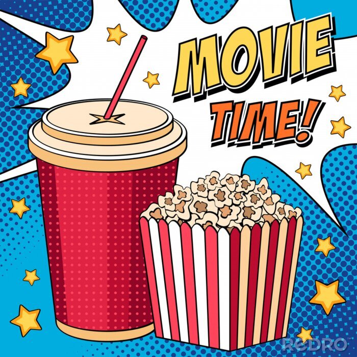 Poster Popcorn und ein Getränk für das Kino