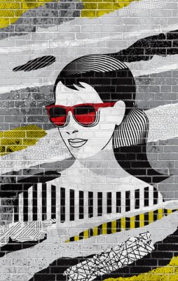 Poster Porträt einer Frau als Graffiti-Konzept