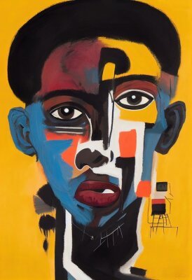 Poster Porträt eines Mannes in Basquiat-Kunststilen