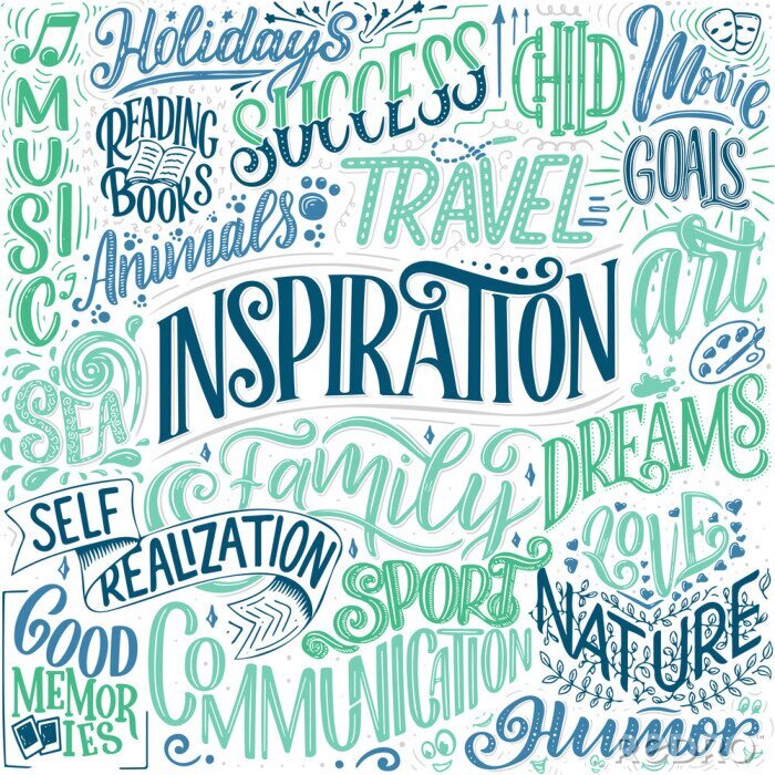 Poster Positive Slogans in Meeresfarben