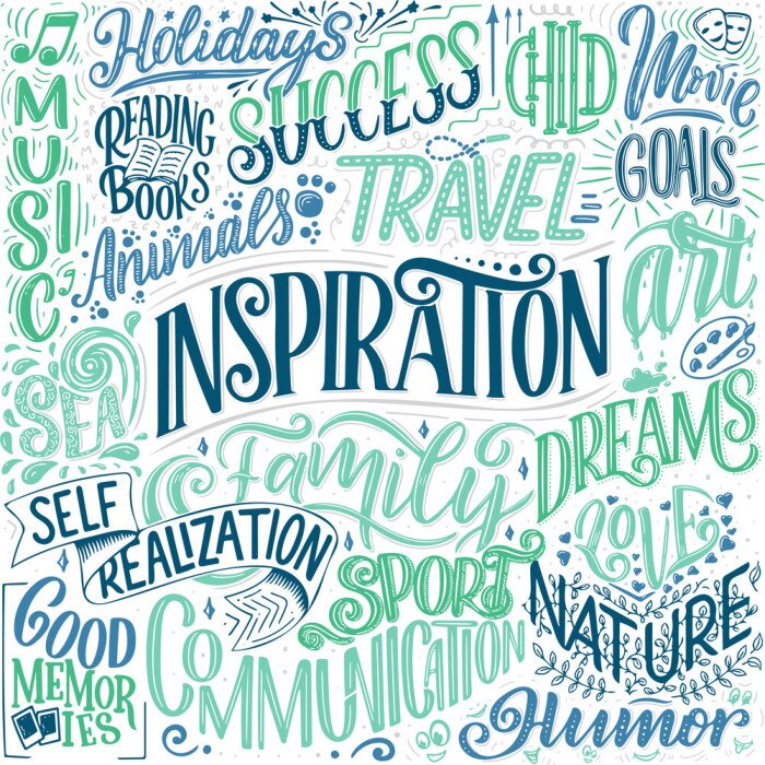 Poster Positive Slogans in Meeresfarben