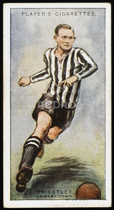 Poster Priestley-Zeichnung eines Retro-Fußballspielers