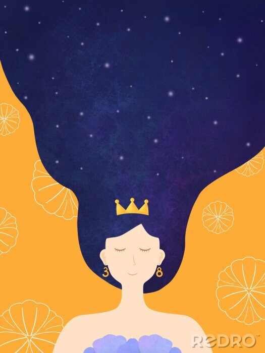 Poster Prinzessin mit Haar voller Sterne