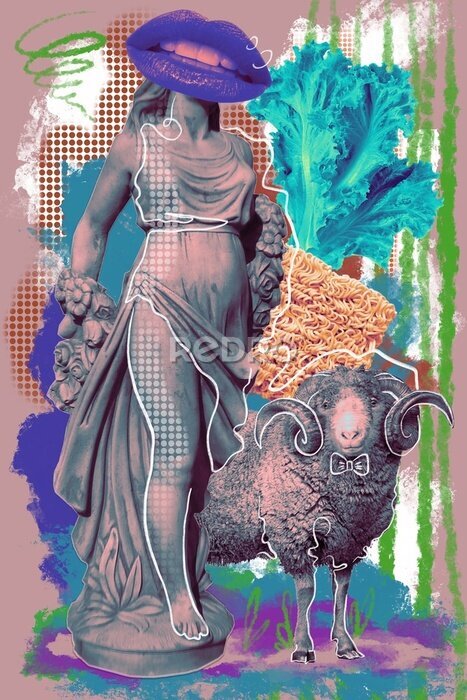 Poster Psychedelische Collage mit einer Frau
