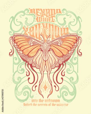Poster Psychedelische Illustration mit einem Schmetterling