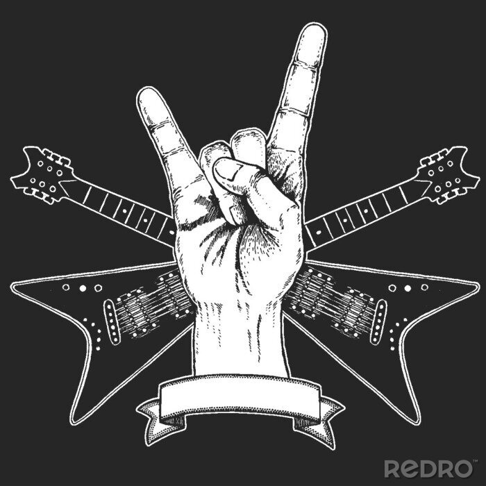 Poster Punk-Geste und Gitarren