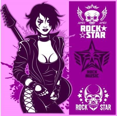 Poster Punk Mädchen auf lila Hintergrund