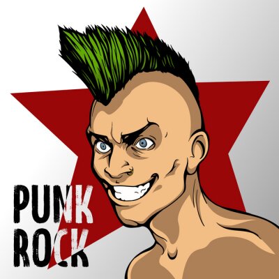 Poster Punk-Mann mit grünem Irokesen