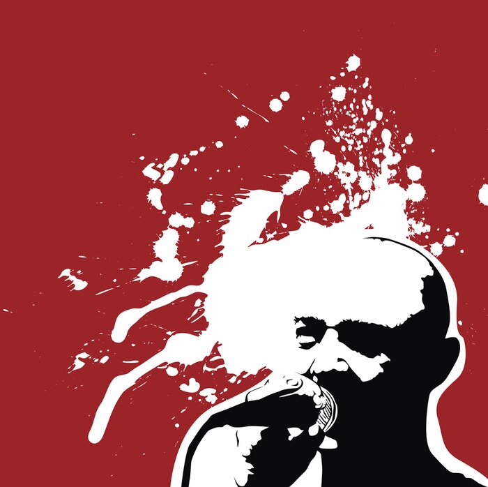 Poster Punk-Musiker auf einem roten Hintergrund