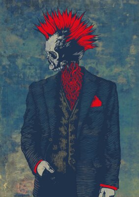 Poster Punk-Skelett im Anzug