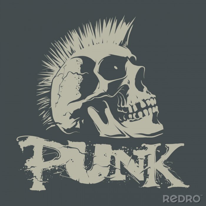 Poster Punk-Totenkopf auf dunklem Hintergrund
