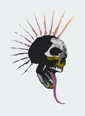 Poster Punk-Totenkopf mit Zunge