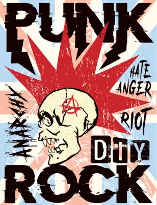 Poster Punkrock mit Totenkopf