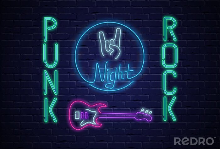 Poster Punkrock Neonschild