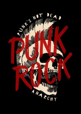 Poster Punkrock-Totenkopf mit Irokesen