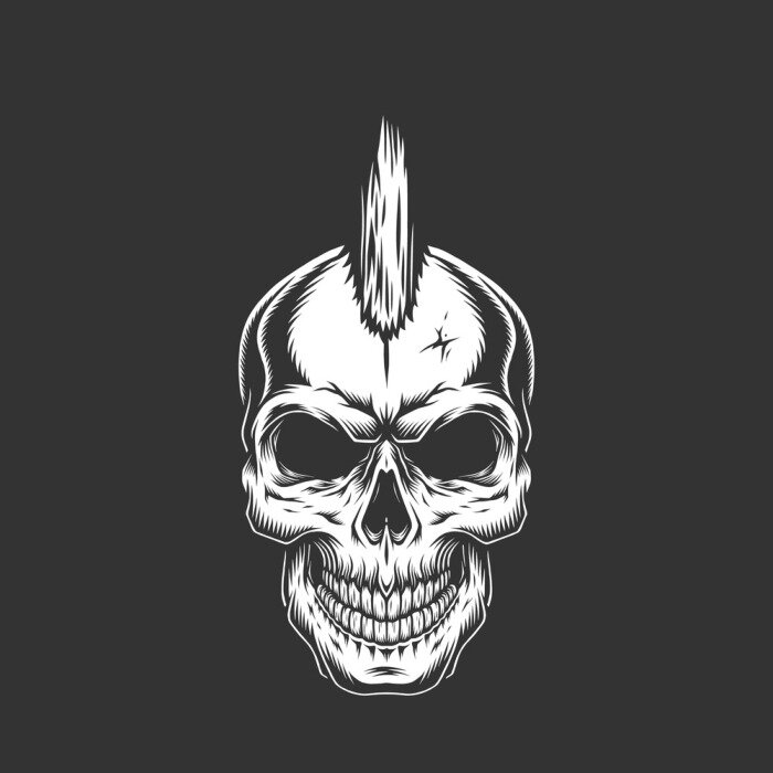 Poster Punkrock weißer Totenkopf