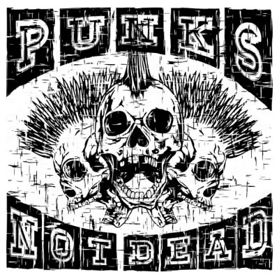Poster Punks not dead und Totenköpfe