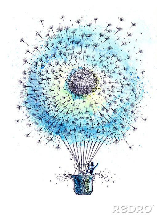 Poster Pusteblume als fliegender Ballon