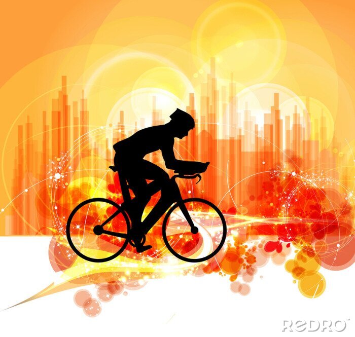 Poster Radfahrer und abstrakter Hintergrund
