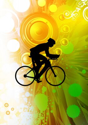 Radfahrer und gelb-grüner Hintergrund