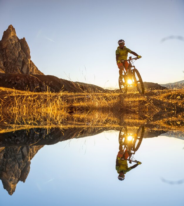 Poster Radfahrersee und Rocky Mountains