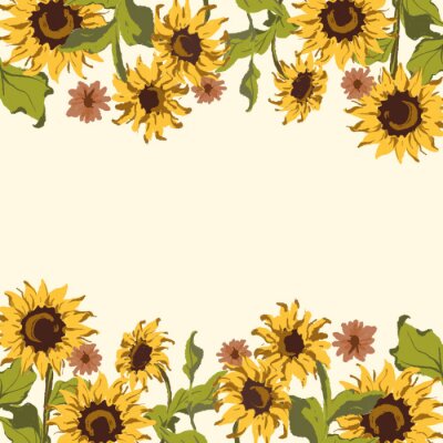 Rahmen aus grafischen Sonnenblumen