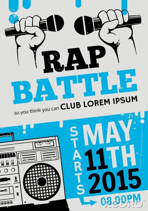 Poster Rap battle, concert hip-hop music.Template design, flyer, poster