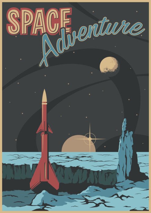 Poster Raumillustration im Retro-Stil