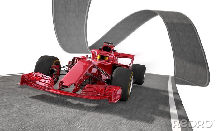 Poster red f1 racecar on a wired track 1