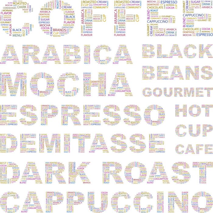 Poster Regenbogen-Aufschriften mit Kaffeesorten