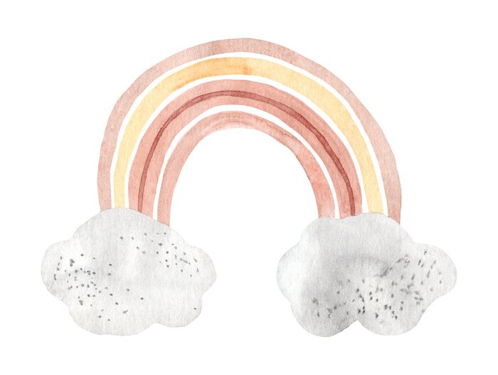 Poster Regenbogen mit grauen Wolken