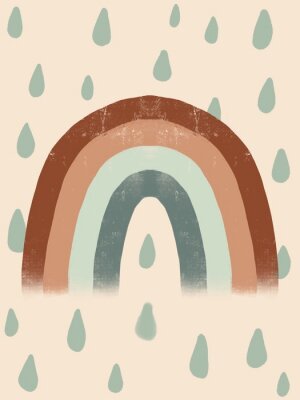 Regenbogen mit Regentropfen im skandinavischen Stil