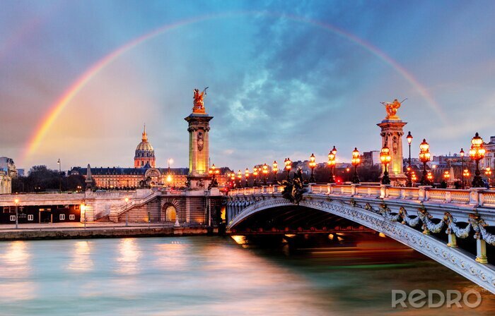 Poster Regenbogen über Paris