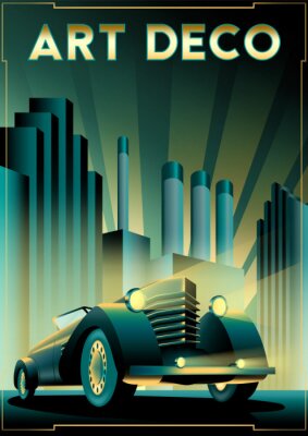 Poster Retro Autos im Art Déco-Stil
