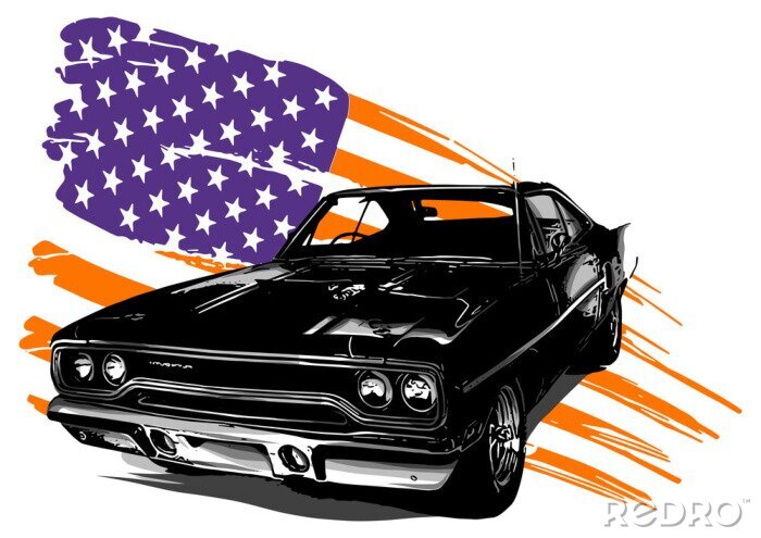 Poster Retro-Autos in den USA