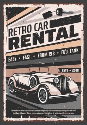 Poster Retro Autovermietung