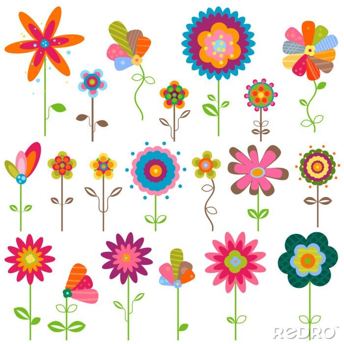 Poster Retro-Blumen