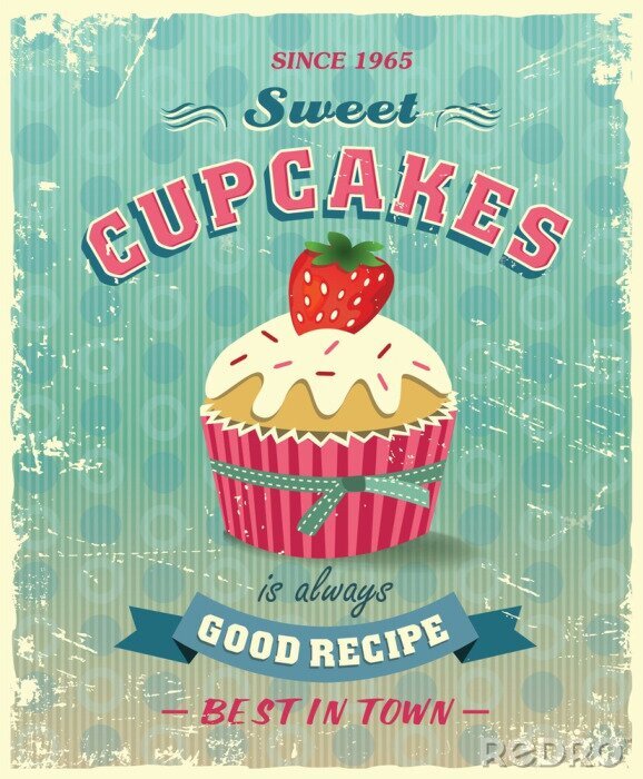 Poster Retro-Cupcake-Rezept