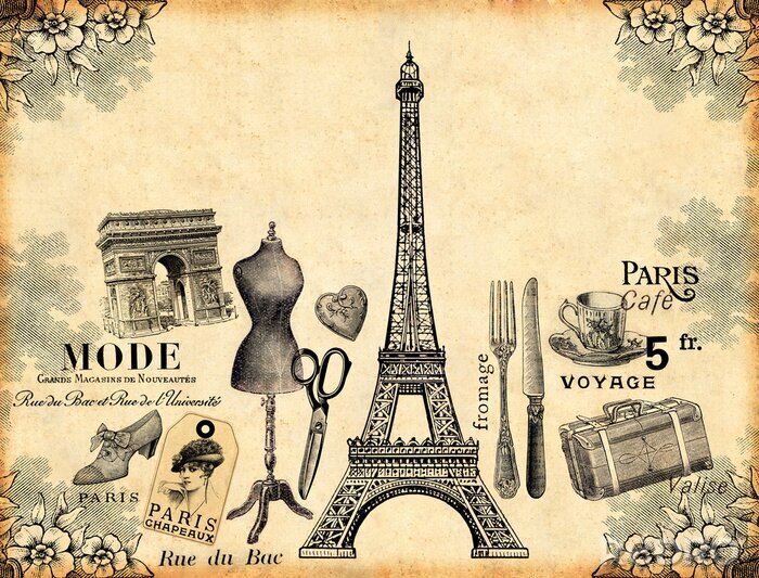 Poster Retro Elemente von Paris