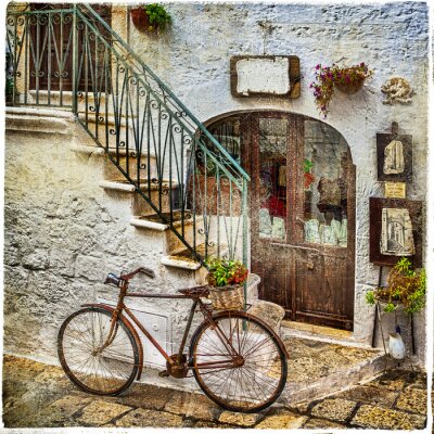 Retro-Fahrrad auf einer italienischen Gasse