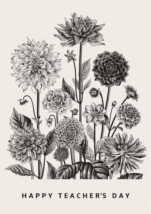 Poster Retro florale Glückwünschkarte zum Lehrertag