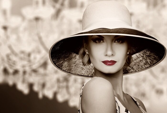 Poster Retro-Frau mit roten Lippen