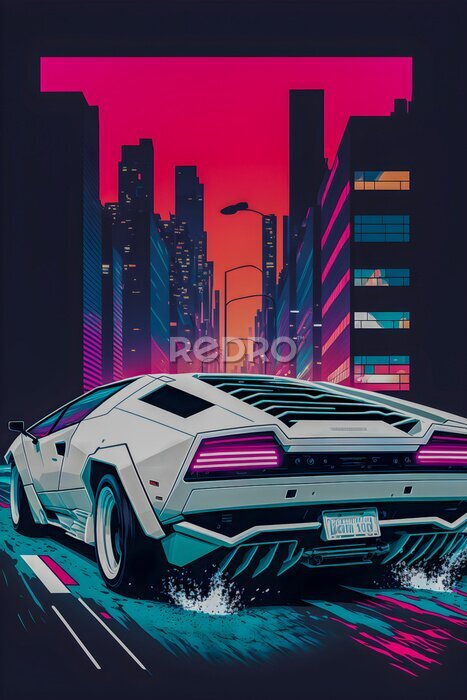 Poster Retro-futuristisches Auto