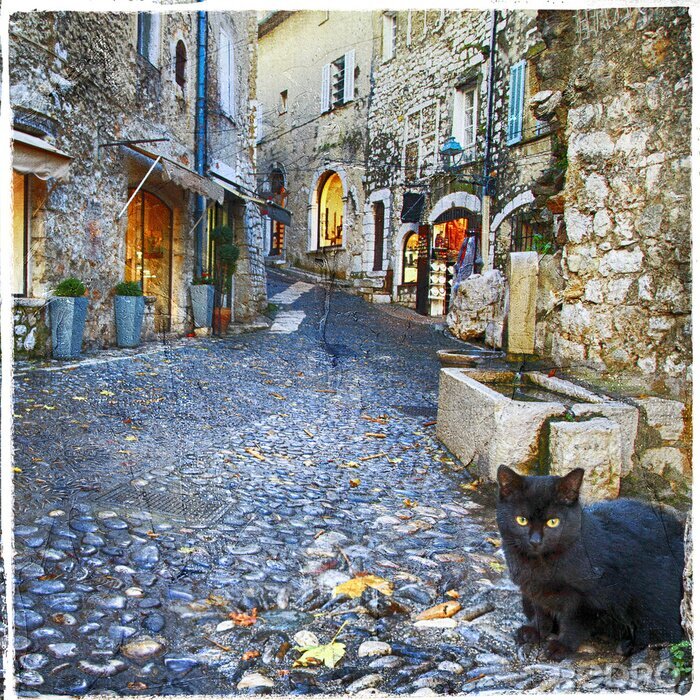 Poster Retro-Gasse in der Provence