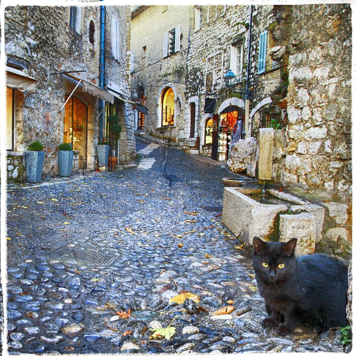 Poster Retro-Gasse in der Provence