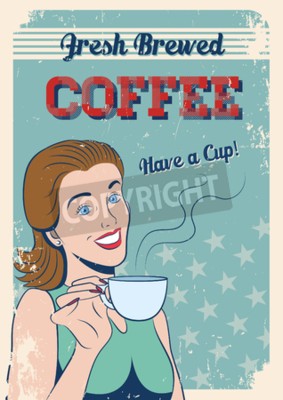Poster Retro-Grafik Kaffee-Werbung