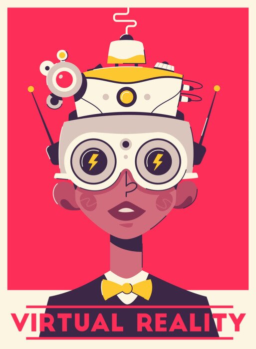 Poster Retro-Illustration der virtuellen Realität