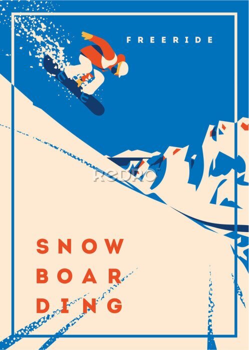 Poster Retro-Illustration des Snowboardens