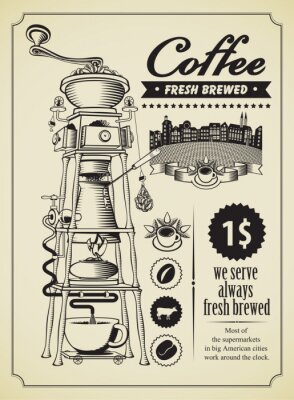 Poster Retro-Kaffee-Werbung