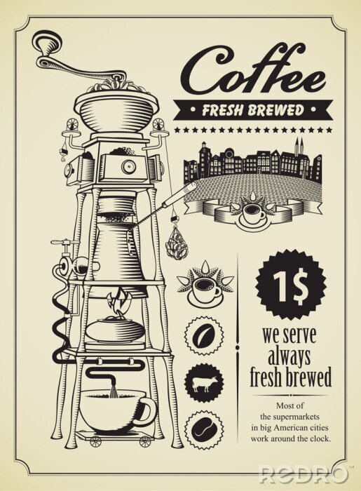 Poster Retro-Kaffee-Werbung